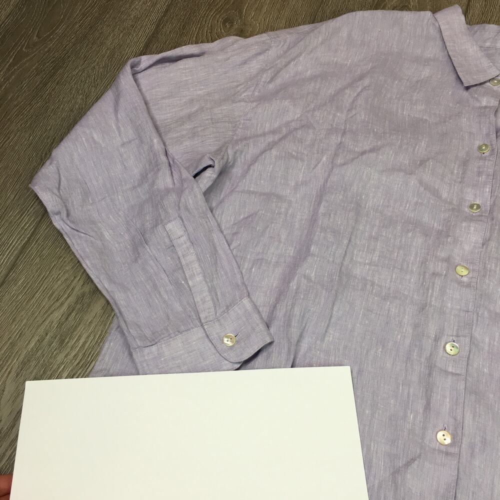 J. Jill Love Linen Button Down Shirt Lavender Long Sleeve 100% Linen Womens XL - Picture 6 of 10